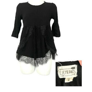Black Lace Top 1/2 SMALL Casual Blouse Women's